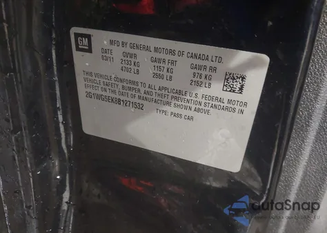 2011 Chevrolet Impala Lt z USA, uszkodzony, nr VIN 2G1WG5EK8B1271532